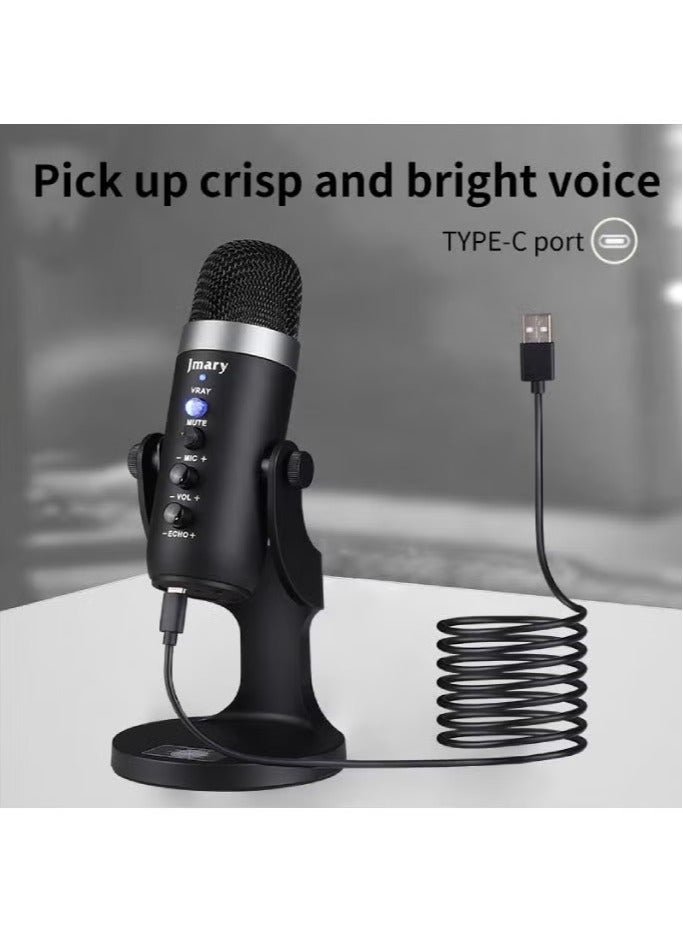 Jmary 🎙️ MC-PW8 USB Condenser Microphone – Studio-Quality Sound for Podcasting, Gaming, Streaming & Voice-Over – Plug & Play Mic with Noise Reduction, Mute Button, Volume Control & Adjustable Tripod Stand – Compatible with PC, Laptop, Mac - Image 3