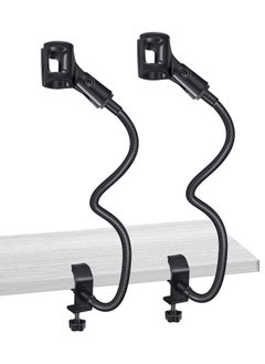Microphone Arm, Flexible Desk Mic Stand, 360° Adjustable Microphone Stand W/ 3/8" to 5/8" Adapter, Microphone Clip Holder, Upgraded Table Clamp 2 Pcs