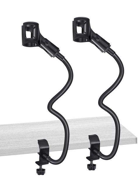 Microphone Arm, Flexible Desk Mic Stand, 360° Adjustable Microphone Stand W/ 3/8" to 5/8" Adapter, Microphone Clip Holder, Upgraded Table Clamp 2 Pcs