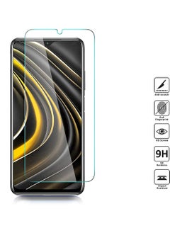 دبليو تيك واقي شاشة زجاجي عالي الجودة من WTech بسمك 9H 0.2 مم 2.5D بحواف مستديرة مضادة للانفجار مقاومة للخدش وبصمات الأصابع من الزجاج المقوى عالي الدقة لهاتف Xiaomi Poco M3 - شفاف (عبوتان)  - Image 2