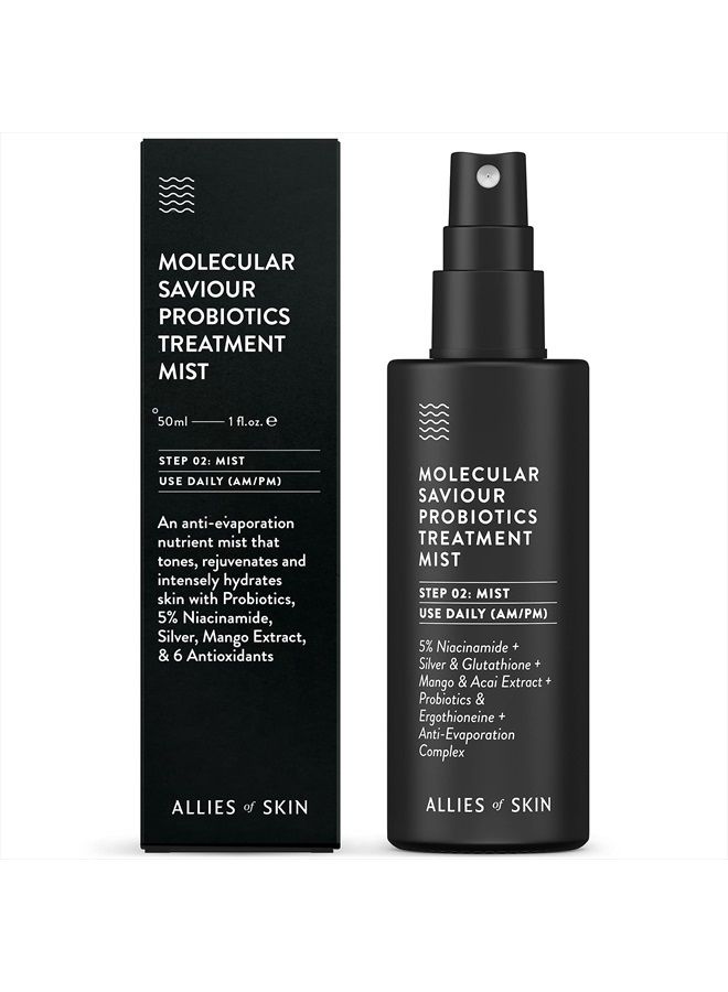Allies of Skin Molecular Saviour Treatment Mist: Niacinamide, Glutathione. Face Spray for Hydration and Antioxidant Protection. Counteracts Jetlag and Fatigue 1.7 oz / 50 ml - Image 1