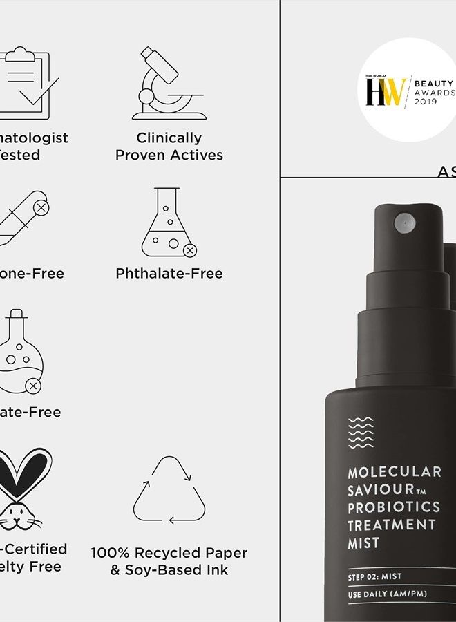 Allies of Skin Molecular Saviour Treatment Mist: Niacinamide, Glutathione. Face Spray for Hydration and Antioxidant Protection. Counteracts Jetlag and Fatigue 1.7 oz / 50 ml - Image 4