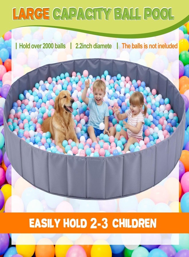 Burbell 72 x 12 Extra Large Kids Baby Ball Pool, Jumbo Ball Toddlers Game Activity Pit, Hold Over 2000 Balls, Round Folding Portable Play Pit Indoor and Outdoor, Balls Not Include(Grey) - Image 4