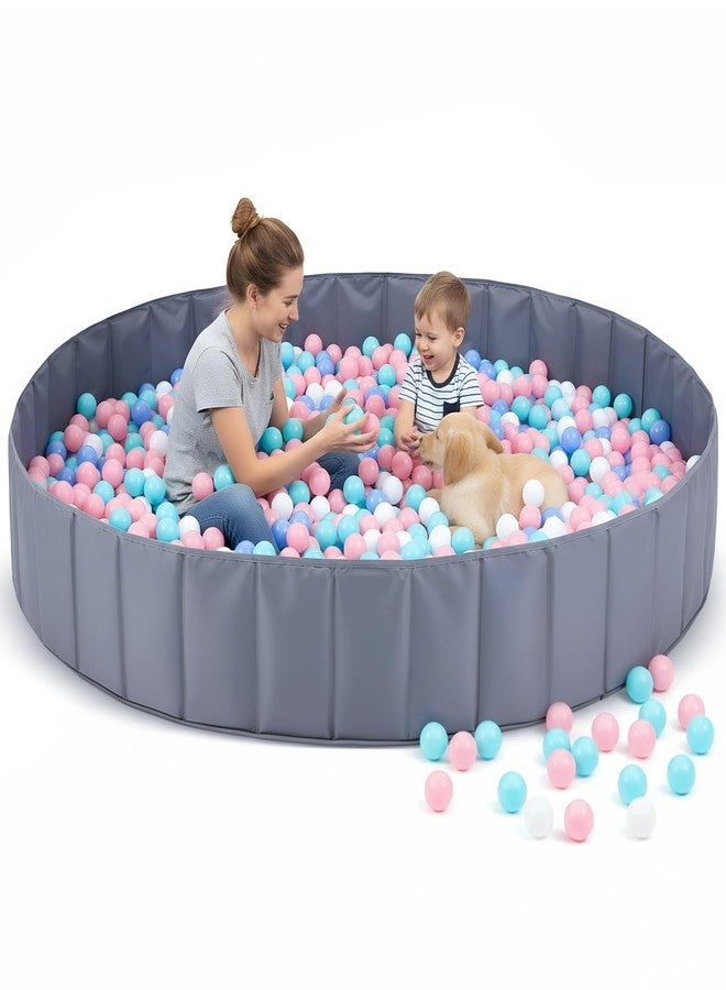 Burbell 72 x 12 Extra Large Kids Baby Ball Pool, Jumbo Ball Toddlers Game Activity Pit, Hold Over 2000 Balls, Round Folding Portable Play Pit Indoor and Outdoor, Balls Not Include(Grey) - Image 1