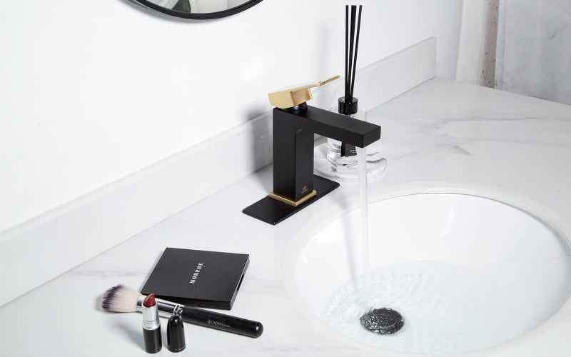 Lava Odoro Black and Gold Bathroom Faucet, Brass Single Hole Bathroom Sink Faucet Single Handle with Drain Assembly, Deck Plate Included, BF307-GB - Image 2