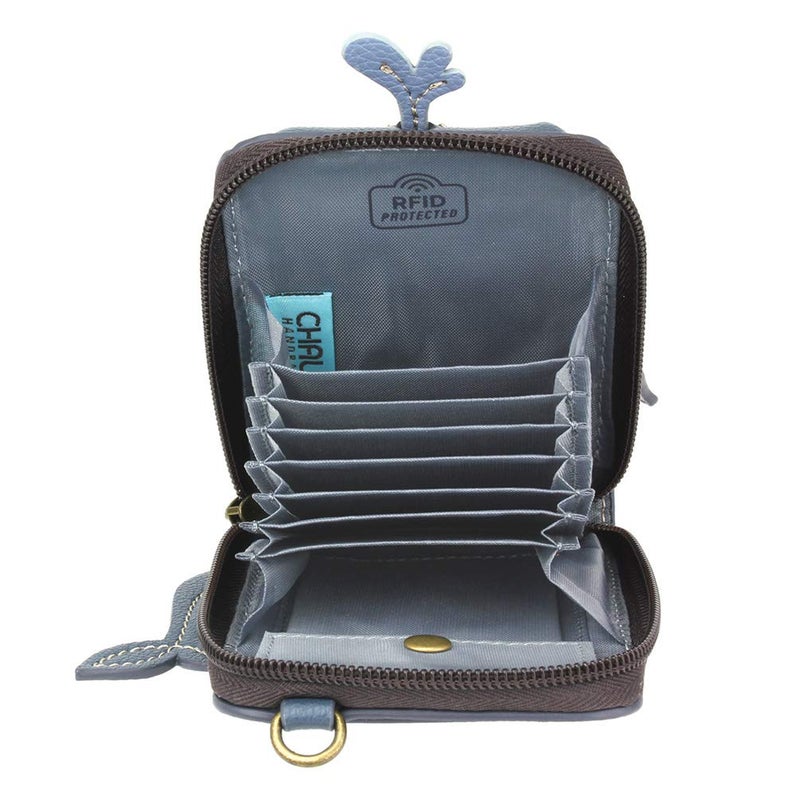 CHALA RFID Cute-C Credit Card Holder Wallet Wristlet - Women Faux Leather Cute-C with Strap - Whale - Image 5