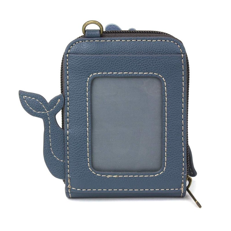 CHALA RFID Cute-C Credit Card Holder Wallet Wristlet - Women Faux Leather Cute-C with Strap - Whale - Image 3