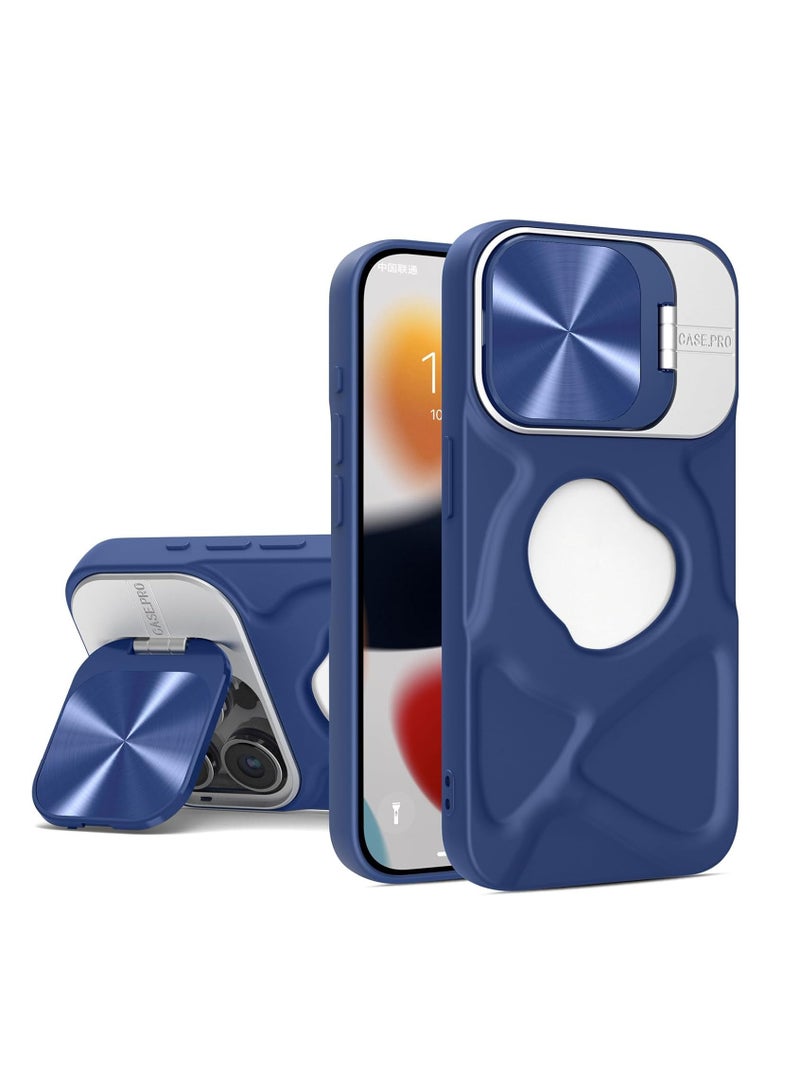 Compatible with iPhone 11 Case Cover Silicone Hidden Camera Protector and Folding Stand Support Magnetic Charging Stylish and Practical Anti-Scratch Shockproof Protective Phone Case (Blue) - Image 1