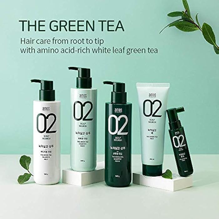 AMOS PROFESSIONAL The Green Tea Shampoo [Fresh - For Oily Scalp] 17.6oz (500g) | Anti-Thinning & Anti- Hair Loss Shampoo for Hair Growth and Cleanse Excess Sebum | Korean Hair Salon Brand - Image 3