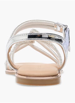 Celeste Girl's Embellished Sandals with Hook and Loop Closure  - Image 4
