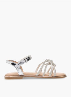 Celeste Girl's Embellished Sandals with Hook and Loop Closure  - Image 2