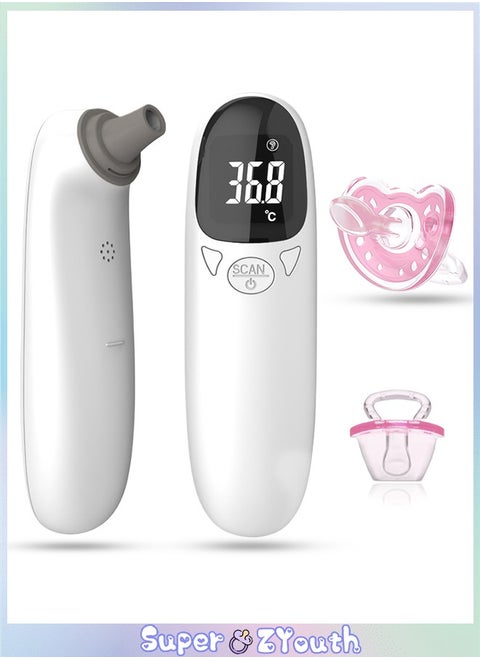 No-Touch Forehead Thermometer for Adults and Kids, Fast Accurate Digital Thermometer for Baby with Fever Alarm & Silent Mode (with a Pacifier)