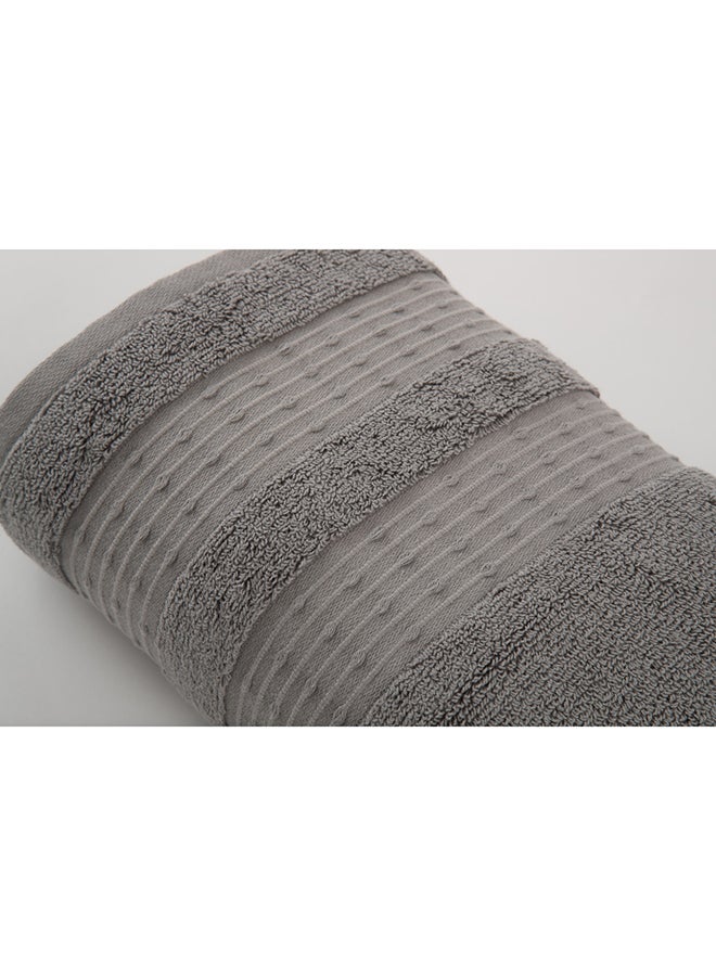 White Rose Towel Fortuneplush 580 Gsm 100% Cotton Terry Fancy Border1 Bath  70X140 CmLuxury Touch Extra Absorbent-Gray - Image 3