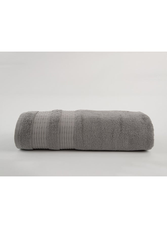 White Rose Towel Fortuneplush 580 Gsm 100% Cotton Terry Fancy Border1 Bath  70X140 CmLuxury Touch Extra Absorbent-Gray - Image 2