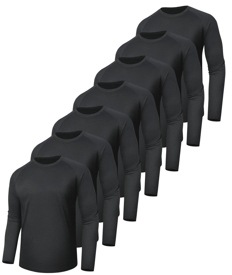 BOOJO 7 Pack Long Sleeve Shirts For Men - Quick Dry Moisture Wicking Sun Protection Uv Upf T-Shirts For Fishing Workout Gym - Image 1