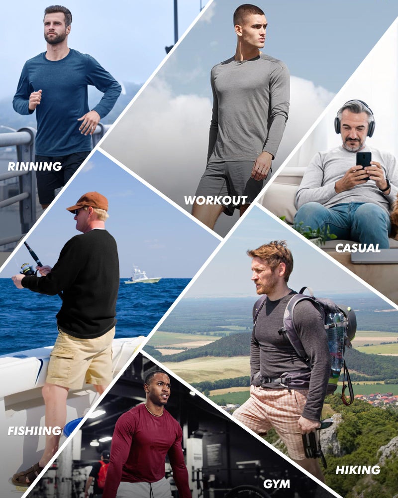 BOOJO 7 Pack Long Sleeve Shirts For Men - Quick Dry Moisture Wicking Sun Protection Uv Upf T-Shirts For Fishing Workout Gym - Image 5
