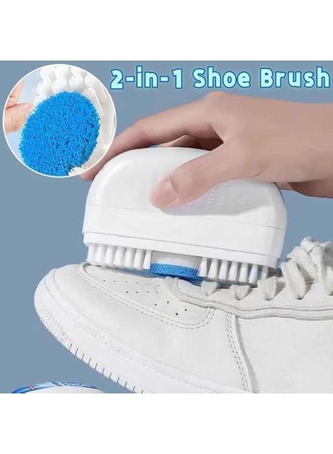 White Shoe Cleaner with Brush Multi-Use Cleaning Tool for Cloth Surfaces, with Blue Cleaning Cloth, - Image 2