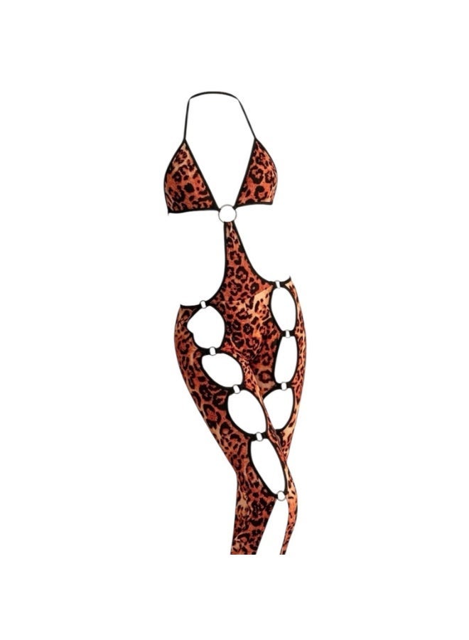 Leopard lingerie with metal ring details - Image 1