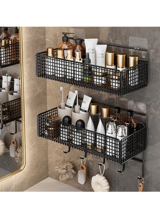 Bathroom Shelf Space 1 Layer Storage Rack Wall-mounted No Drilling Storage Rack for Toilet,kitchen,Restroom (2PCS)（Black） - pzsku/ZC96438EC74E14E25B63DZ/45/_/1718445048/6d974d2e-0484-4e9f-940e-bc6db4a02a72