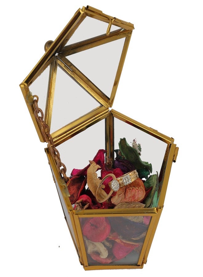 VOIDROP Transparent Miniature Ring Jewelry Box for Wedding Engagement Ring, Pentagon Glass Jewelry Organizer, Earring, Rings Nacklaces Bracelets Display Case Gifts for Women Girls. - Image 2