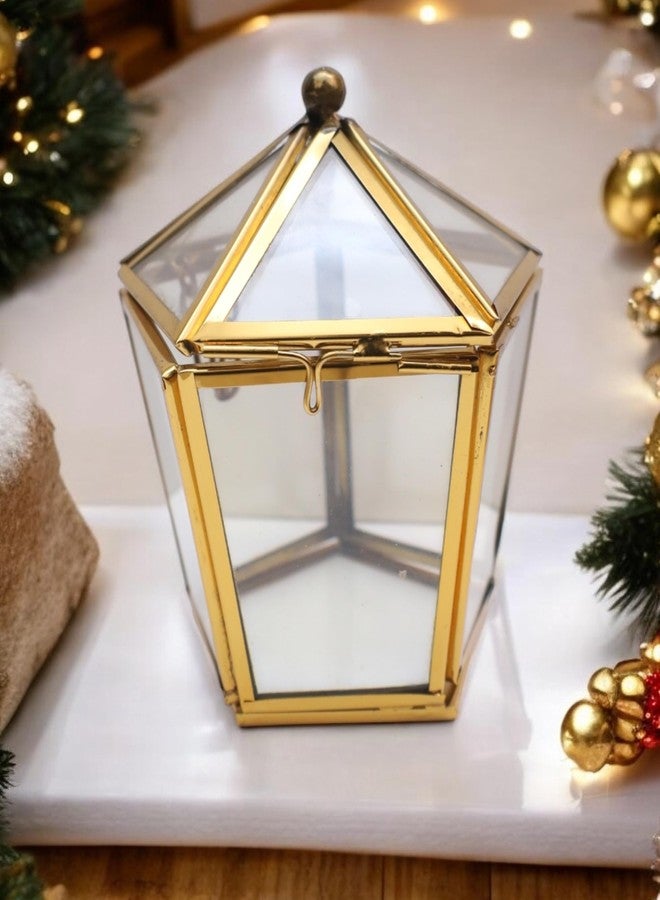 VOIDROP Transparent Miniature Ring Jewelry Box for Wedding Engagement Ring, Pentagon Glass Jewelry Organizer, Earring, Rings Nacklaces Bracelets Display Case Gifts for Women Girls. - Image 1