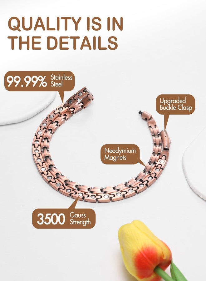 Feraco Copper Necklace for Men Women, 99.99% Pure Copper Magnetic Chains with 3500 Gauss Ultra Strength Neodymium Magnets, Adjustable Jewelry Gift with Sizing Tool (Smooth Wave) - Image 2