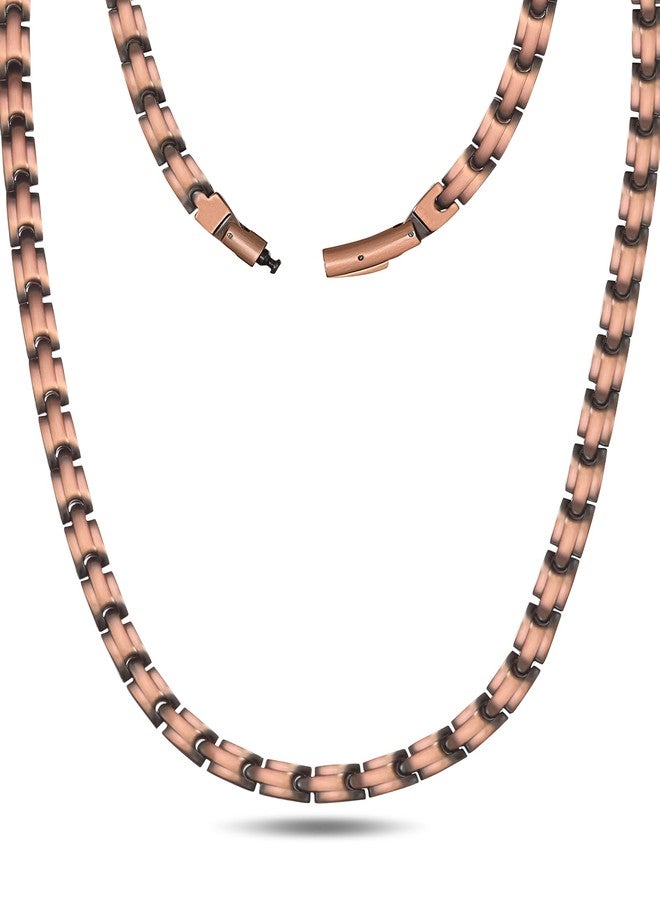 Feraco Copper Necklace for Men Women, 99.99% Pure Copper Magnetic Chains with 3500 Gauss Ultra Strength Neodymium Magnets, Adjustable Jewelry Gift with Sizing Tool (Smooth Wave) - Image 1