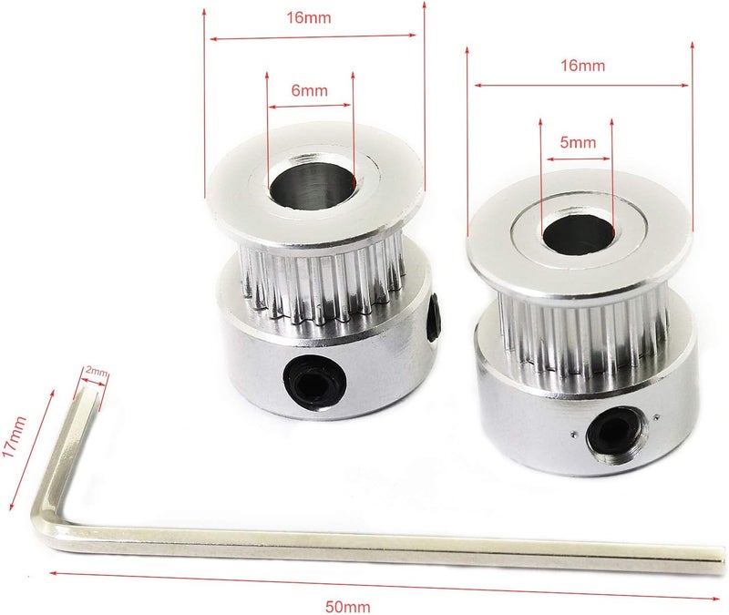 RuiLing 2pcs GT2 Aluminum Alloy Synchronous Wheel 3D Printer Accessories 20 Teeth Bore 5mm Timing Pulley for Width 6mm Open Timing Belt - Image 4