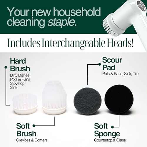 SonicPower Electric Spin Scrubber, Handheld & Ergonomic, IPx7 Waterproofing, 4 Multi-Purpose Attachments Included, Long Lasting Rechargeable Battery - Image 4