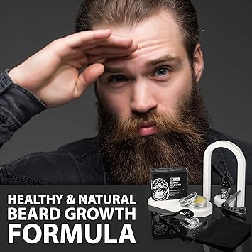 uLab Ultimate Gorilla Beard Growth Kit with Derma Roller Beard Oil Beard Balm and Foldable Styling Comb Gift Set for Men For Beard Growth Styling and Care Contains Microneedle Titanium Roller - Image 5