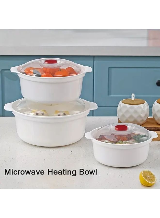 3pcs Microwave Safe Round Bowl Set With Lid Food Grade PP Soup Bowls - Image 5