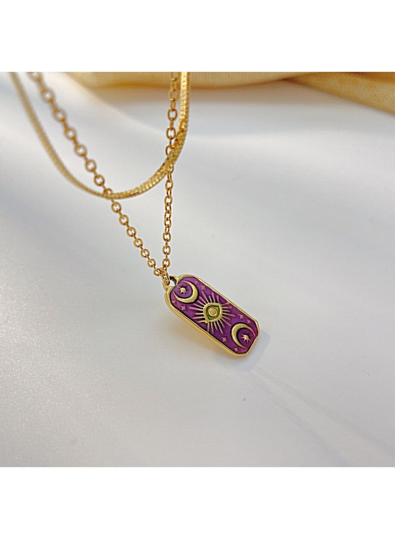 Fashion and Personality Retro Evil Eye Pendant Light Luxury Star Moon Versatile Titanium Steel Necklace Female Jewelry Gifts for Women Girls - Image 3