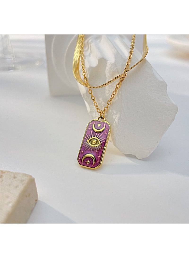 Fashion and Personality Retro Evil Eye Pendant Light Luxury Star Moon Versatile Titanium Steel Necklace Female Jewelry Gifts for Women Girls - Image 4
