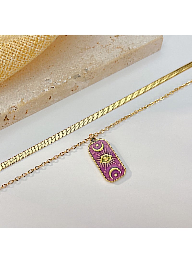 Fashion and Personality Retro Evil Eye Pendant Light Luxury Star Moon Versatile Titanium Steel Necklace Female Jewelry Gifts for Women Girls - Image 2