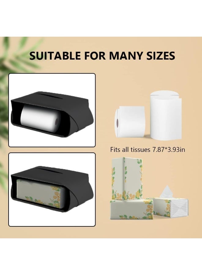 Beauenty Modern Black Rectangular PU Leather Tissue Box Cover Holder for Home, Office and Travel - Image 2