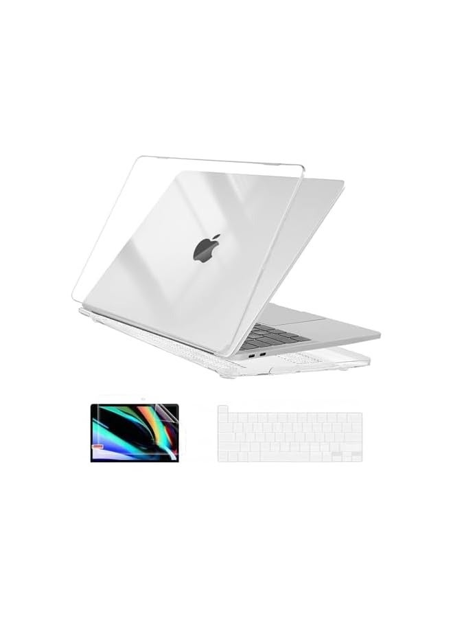 PROMASS Hard Case Compatible for MacBook Pro 13 inch Case 2024 2023 2022-2017,M2 A2338 A2251 M1 A2289 A2159 A1989 A1706, Plastic Hard Shell & Keyboard Cover & Screen Protector - Crystal Clear - Image 1