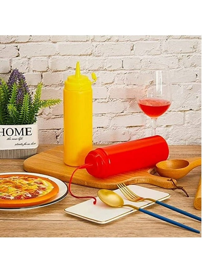 Ketchup And Mustard Squeeze Bottle Combo Pack - 2-pack Red & Yellow Plastic Kitchen Table Condiment Squirt Dispensers - Image 3