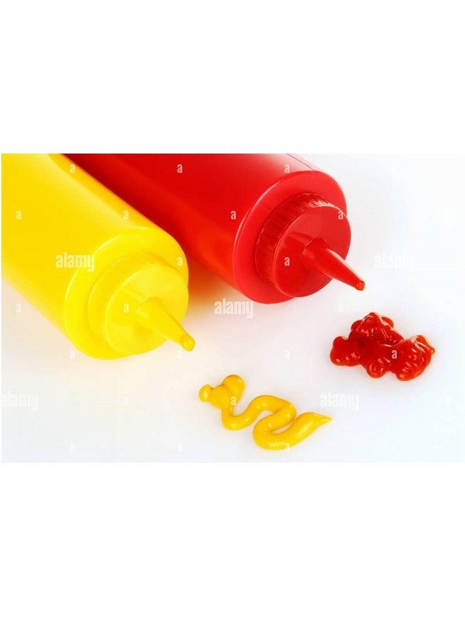 Ketchup And Mustard Squeeze Bottle Combo Pack - 2-pack Red & Yellow Plastic Kitchen Table Condiment Squirt Dispensers - Image 4