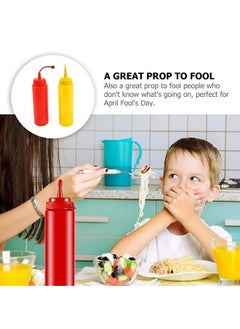 Generic Ketchup And Mustard Squeeze Bottle Combo Pack - 2-pack Red & Yellow Plastic Kitchen Table Condiment Squirt Dispensers  - Image 5