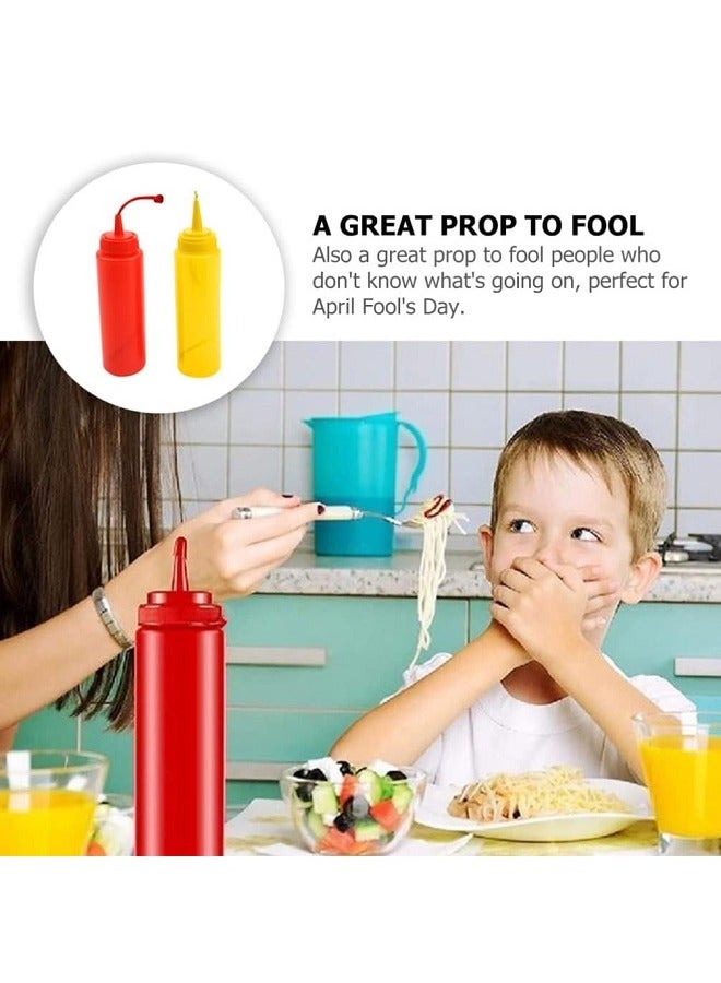Ketchup And Mustard Squeeze Bottle Combo Pack - 2-pack Red & Yellow Plastic Kitchen Table Condiment Squirt Dispensers - Image 5