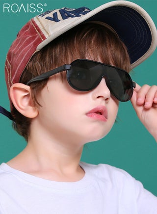 Aviator Polarized Sunglasses for Kids, UV400 Protection Cute Beach Holiday Sun Glasses with Lightweight Flexible Silicone Frame for Boys Girls and Children Age 3-12, Black - view 2