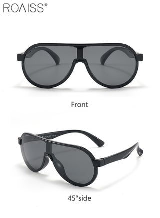 Aviator Polarized Sunglasses for Kids, UV400 Protection Cute Beach Holiday Sun Glasses with Lightweight Flexible Silicone Frame for Boys Girls and Children Age 3-12, Black - view 4