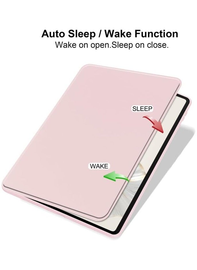 VKL - Case Compatible with Honor Pad 9 12.1 inch with Pen Holder, 360 Degree Swivel Stand Folio Flip Smart Tablet Cover Auto Sleep/Wake Tablet Case (Pink) - Image 1