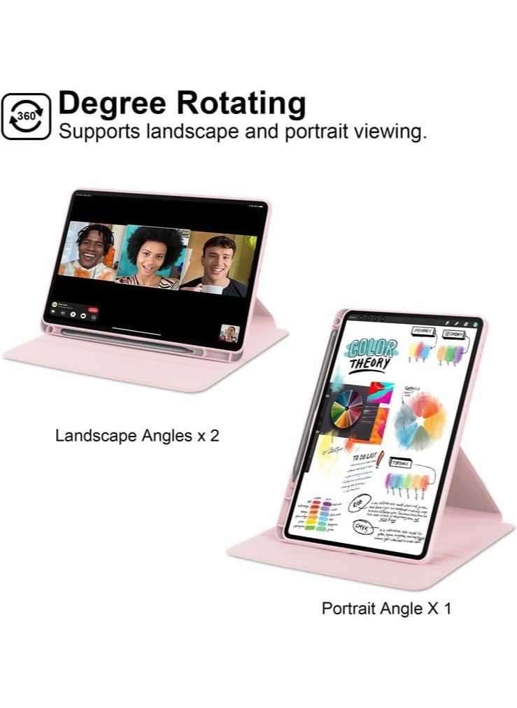 VKL - Case Compatible with Honor Pad 9 12.1 inch with Pen Holder, 360 Degree Swivel Stand Folio Flip Smart Tablet Cover Auto Sleep/Wake Tablet Case (Pink) - Image 1