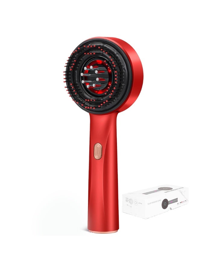 جهاز كهربائي لتوزيع زيت الشعر وتدليك فروة الرأس للنساء، علاج بالضوء الأحمر، مشط سهل الاستخدام ومقاوم للماء لتوزيع الزيت لنمو الشعر، تحفيز عميق لفروة الرأس وتوزيع متساوٍ للسيروم (IPX7، قابل لإعادة الشحن من النوع C) - Image 1