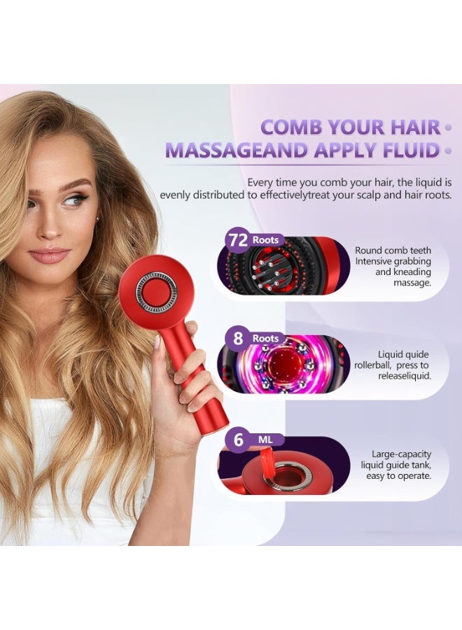 جهاز كهربائي لتوزيع زيت الشعر وتدليك فروة الرأس للنساء، علاج بالضوء الأحمر، مشط سهل الاستخدام ومقاوم للماء لتوزيع الزيت لنمو الشعر، تحفيز عميق لفروة الرأس وتوزيع متساوٍ للسيروم (IPX7، قابل لإعادة الشحن من النوع C) - Image 3