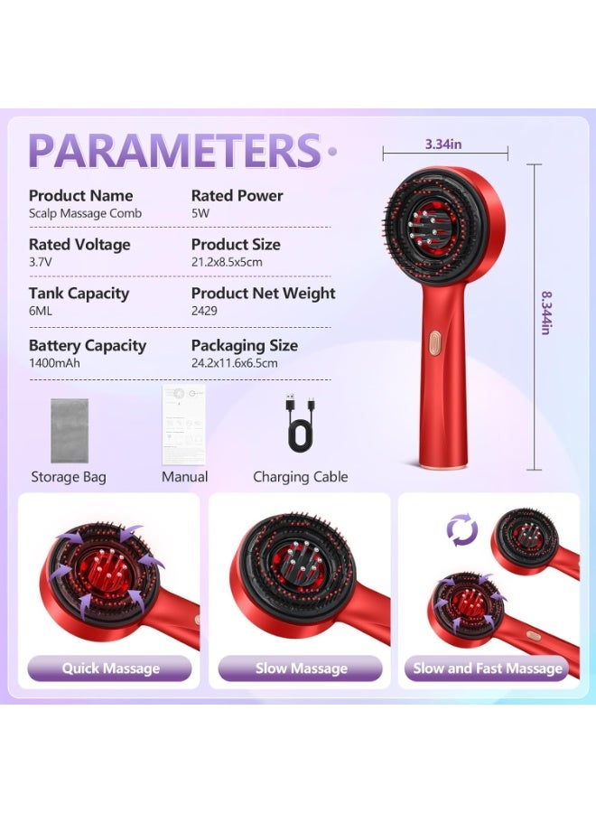 جهاز كهربائي لتوزيع زيت الشعر وتدليك فروة الرأس للنساء، علاج بالضوء الأحمر، مشط سهل الاستخدام ومقاوم للماء لتوزيع الزيت لنمو الشعر، تحفيز عميق لفروة الرأس وتوزيع متساوٍ للسيروم (IPX7، قابل لإعادة الشحن من النوع C) - Image 4