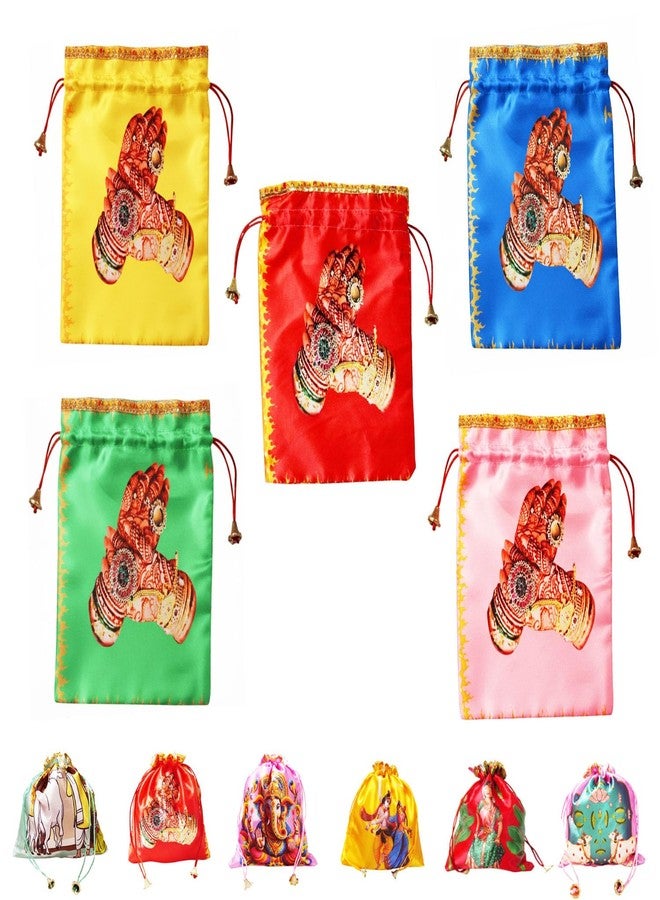 RED WIND (20 x 25 cm Potli Bags with Drawstring Closure|Pack of 20 | Mehendi Design | Fabric Gift Pouches for Pooja, Weddings, Return Gifts, Jewellery, Functions & Festivals - Image 1
