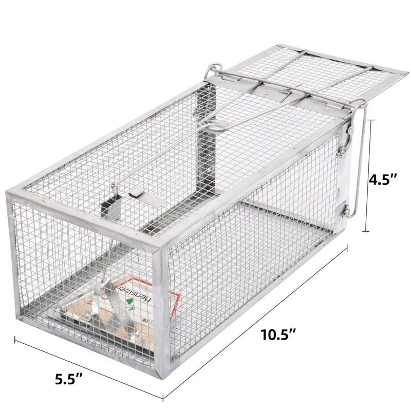 Kensizer Humane Rat Trap, Chipmunk Rodent Trap That Work for Indoor and Outdoor Small Animal - Mouse Voles Hamsters Live Cage Catch and Release 1-Pack Small 10.5" L x 5.5" W x 4.5" H - Image 3