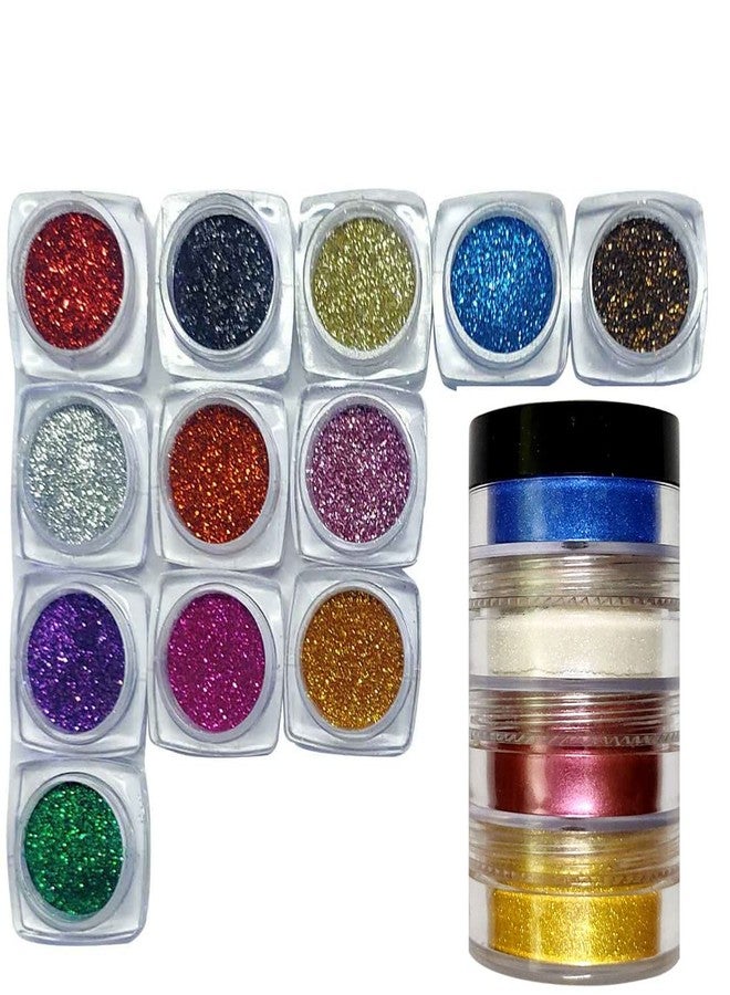 Vozwa 12 Color Eyeshadow Glitter with 4 in 1 Eye Shadow Shimmer Dust (Blue + White + Maroon + Golden) - Image 3